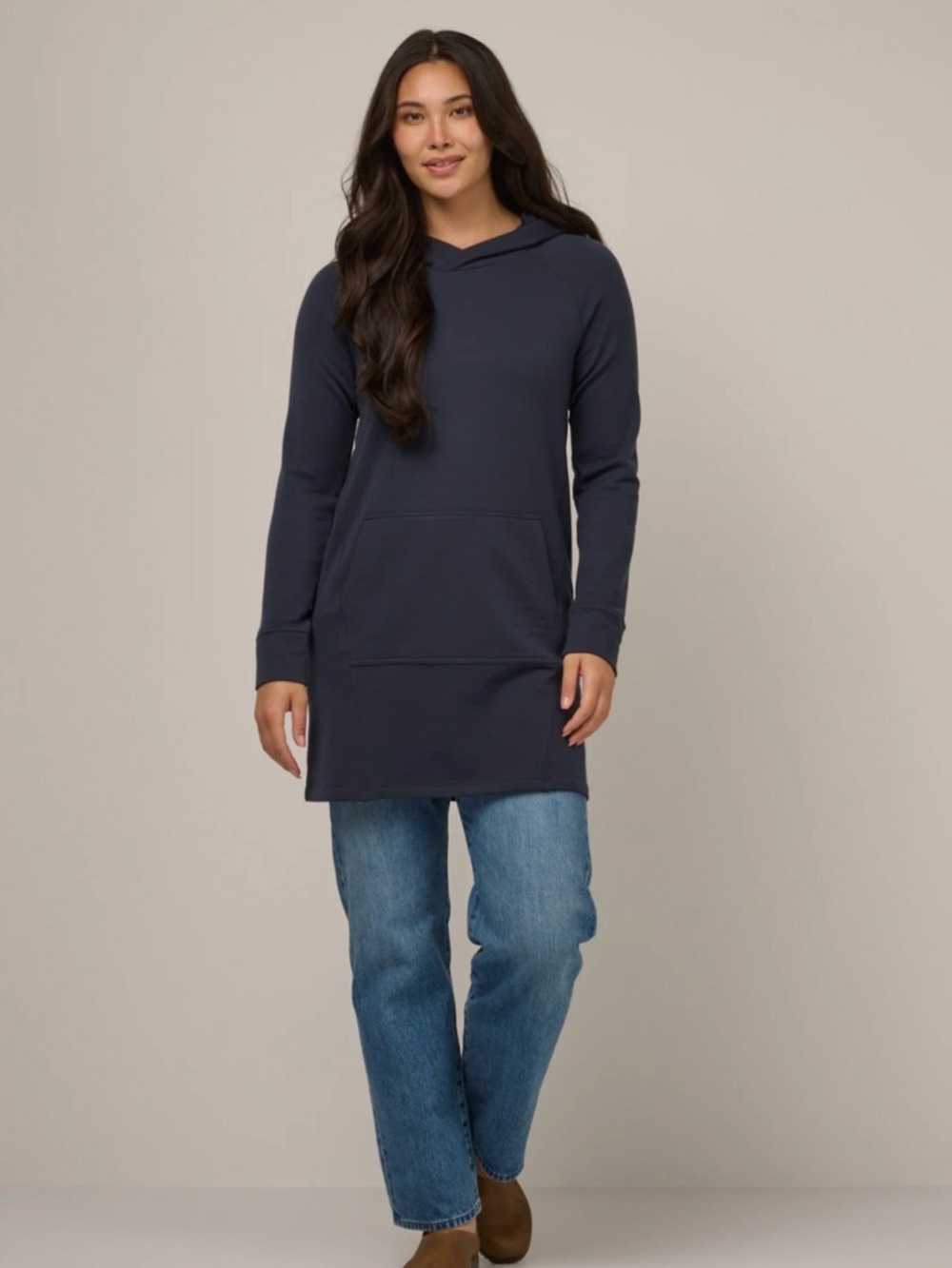 CLOSET CLOSING Wool& Everett Tunic Hoodie Merino Wool Blend Blue